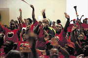 Nurses and other workers at private hospitals attend a National Education Health and Allied Workers' Union mass meeting at Johannesburg's Charlotte Maxeke Hospital yesterday. They are demanding an 11% increase from private hospital group Netcare