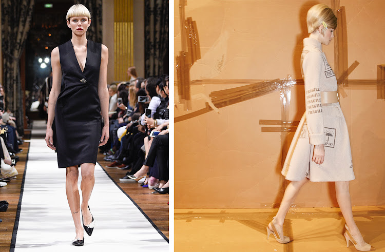 Left to right: Nina Milner walks for Lanvin and Moschino