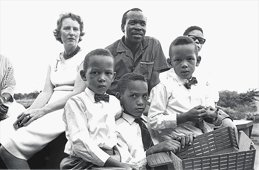 Sir Seretse Khama, his white English wife and their brood in 1964