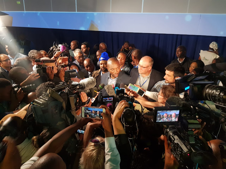 Democratic Alliance federal council chairperson Athol Trollip and party Mmusi Maimane