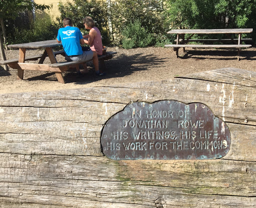 A very simple plaque commemorating the work of a local author and economist, the late Jonathan Rowe. He wrote about the importance of the commons for the prosperity of societies, about wealth...