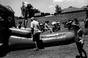 Kids play at a charity day sponsored by the Babarayaans Chapter of the Crusaders MC at their club house on the East Rand. The club raised over R500k for charity in 2018 and is passionate about giving back to the community. Theo Kloppers, the president of The Chapter gives a lot of his time to do charity work. 