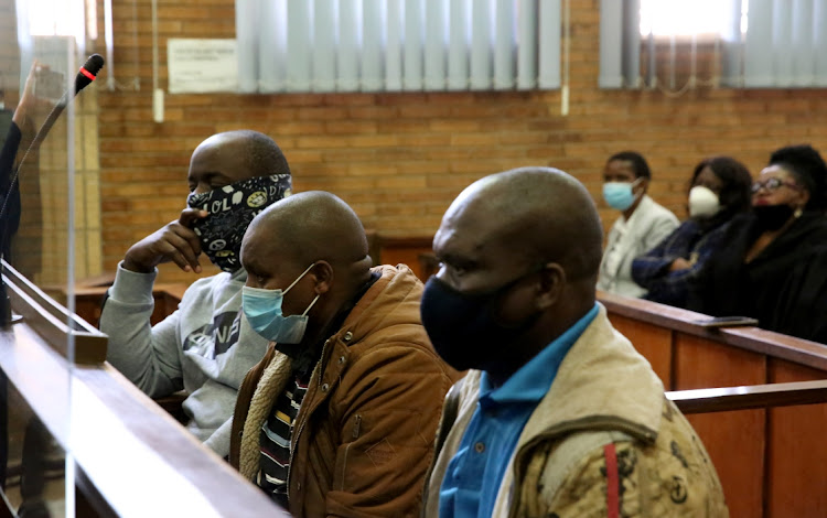 Sipho Mkhatswha, Philemon Lukhele and Albert Mduduzi Gama, who were arrested in connection with the killing of Hillary Gardee. File photo.