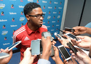 A file photo of former Orlando Pirates and Bafana Bafana midfielder Thandani Ntshumayelo speaks to reporters at the launch of the Telkom Knockout cup at the PSL headquarters in Parktown, north of Johannesburg.