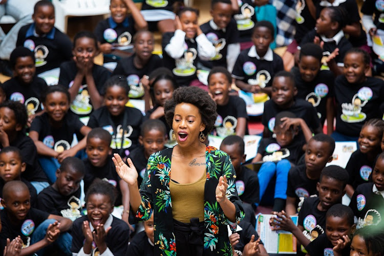 at Nal'ibali's World Read Aloud Day event in Sandton, Johannesburg (February 1, 2019).