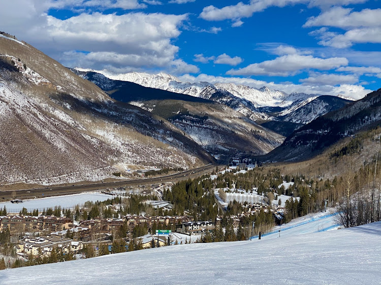 A view over Vail village in Colorado, a US winter wonderland on steroids.