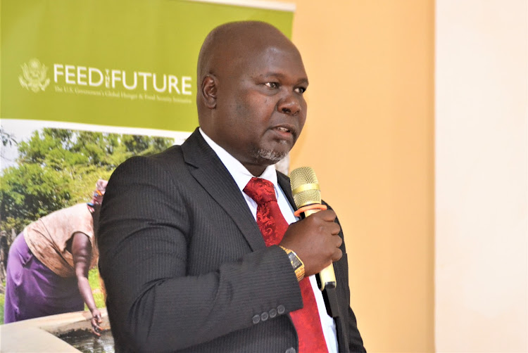 Kitui Deputy Governor Augustine Kanani durin last week's joint co-creation workshop at a Kitui hotel.