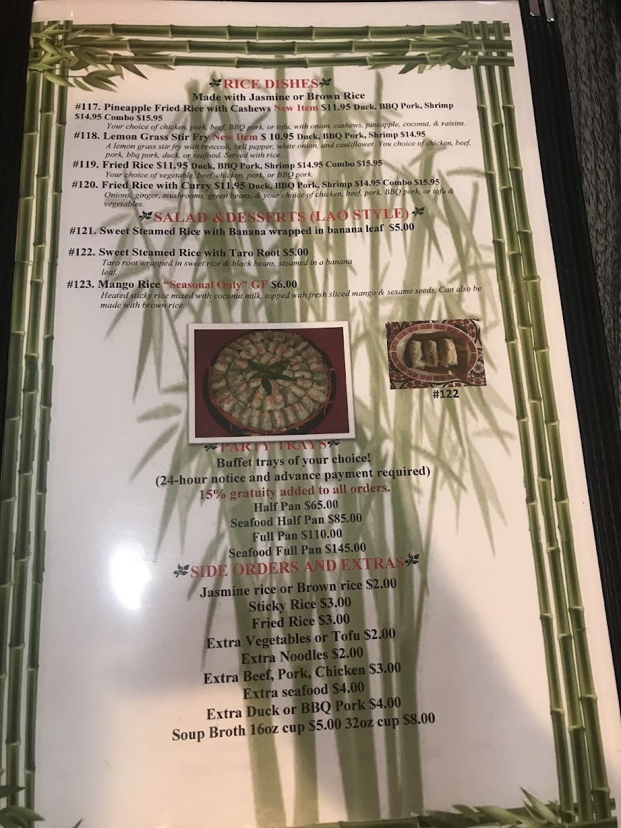 Pho Lena gluten-free menu