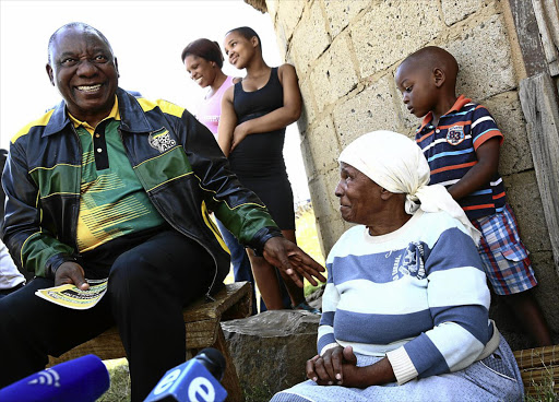 Deputy President Cyril Ramaphosa visits Eunice Mthembu during a door-to-door campaign in Nquthu this week. Ramaphosa has admitted that there is a serious crisis in the ANC.