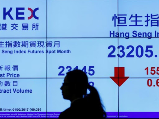 A billboard displays the morning trading on the first day of trade after Lunar New Year at the Hong Kong Exchanges in Hong Kong February 1, 2017. /REUTERS