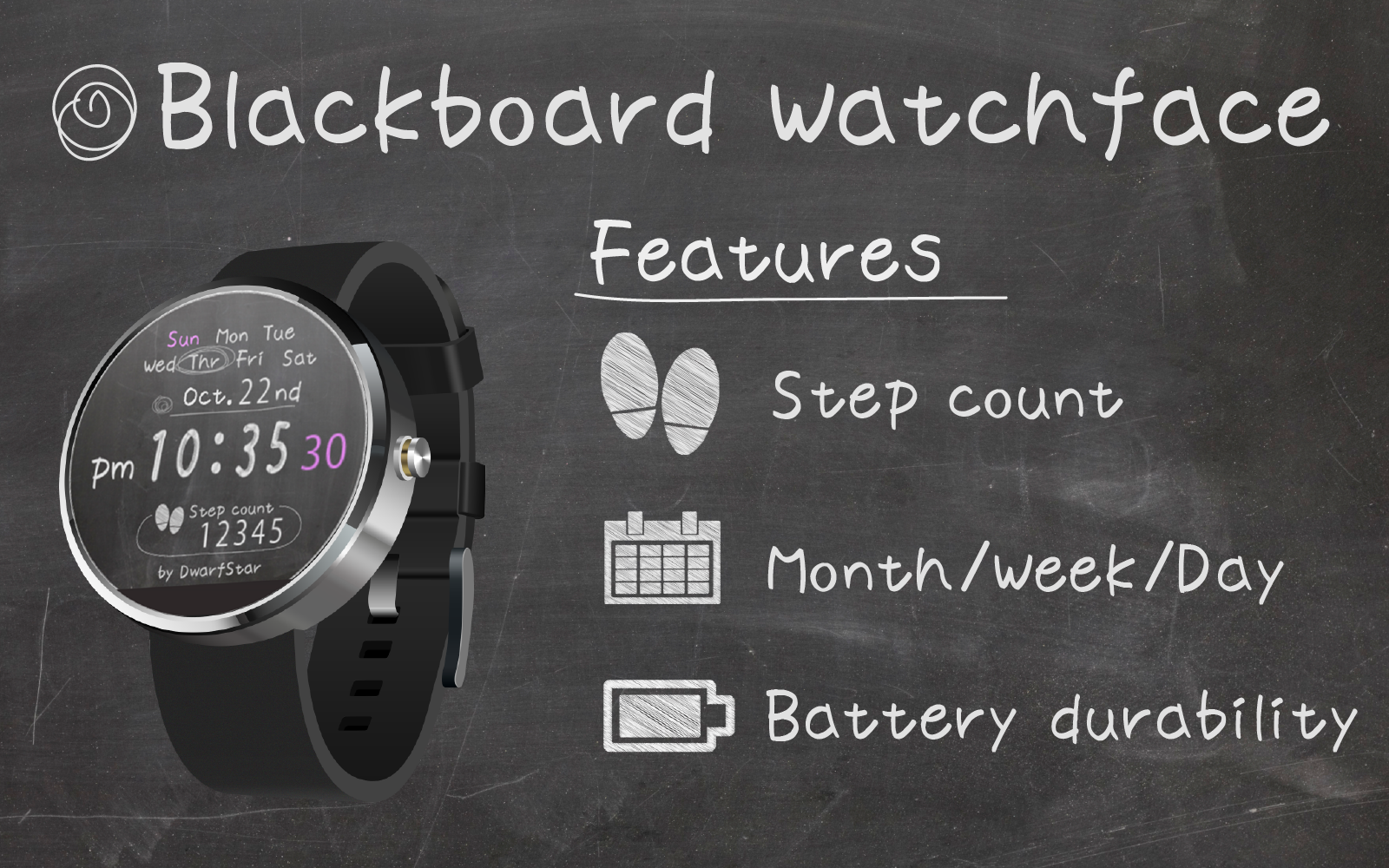 Android application Blackboard Watchface screenshort