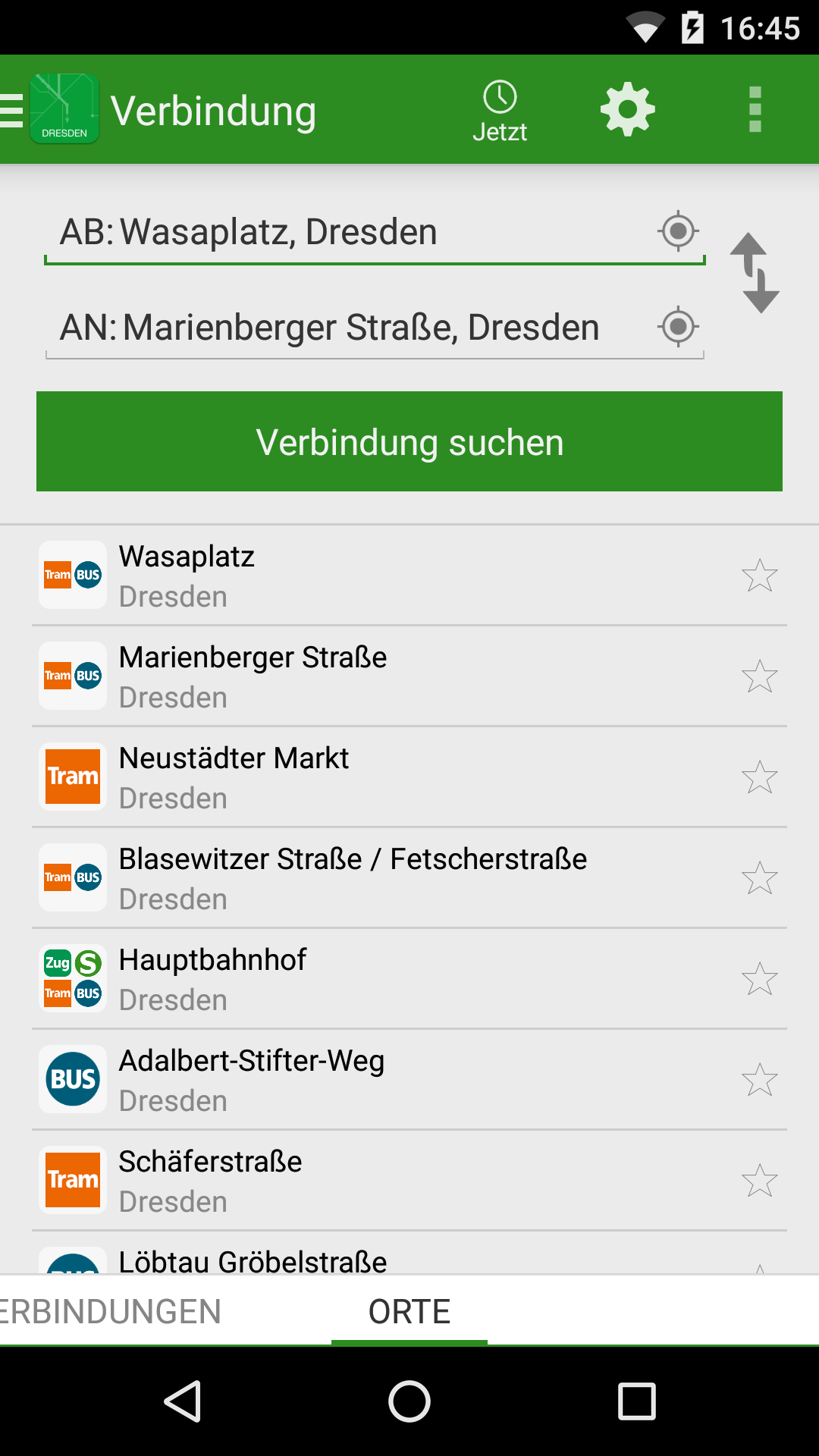 Android application FahrInfo Dresden screenshort