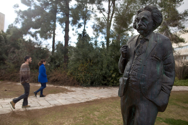 Israelis walk by a statue of Albert Einstein at the Hebrew University in Jerusalem, Israel. Historically, every time Israel has gone to war, when it comes to tech long term has been a buy side. Picture: LIOR MIZRAHI/GETTY IMAGES