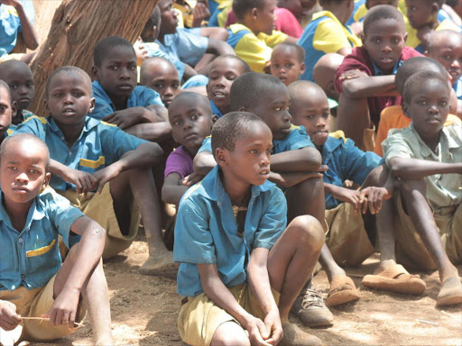 Displaced pupils from war-torn Mukutani, Baringo South Sub-county where 11 people were shot dead on Tuesday. The pupils are among more 800 residents currently camping at Eldume primary school in Marigat. PHOTO/JOSEPH KANGOGO