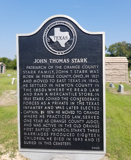 Patriarch of the Orange County Stark family, John T. Stark was born in Pebble  County, Ohio, in 1821 and moved to East Texas in 1840. He settled in Newton County in the 1850s where he read law and...