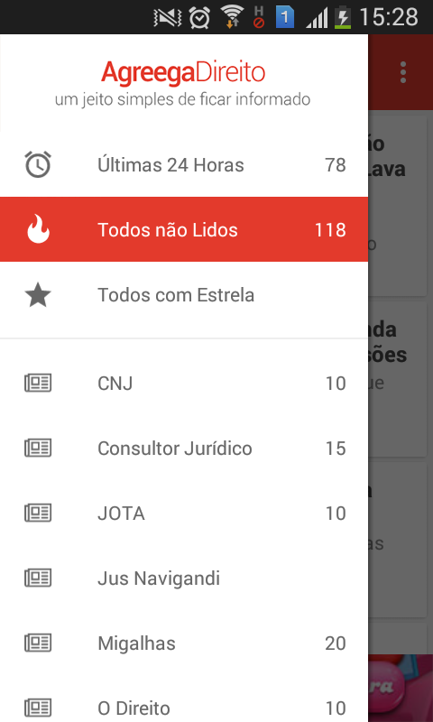 Android application Direito Hoje screenshort