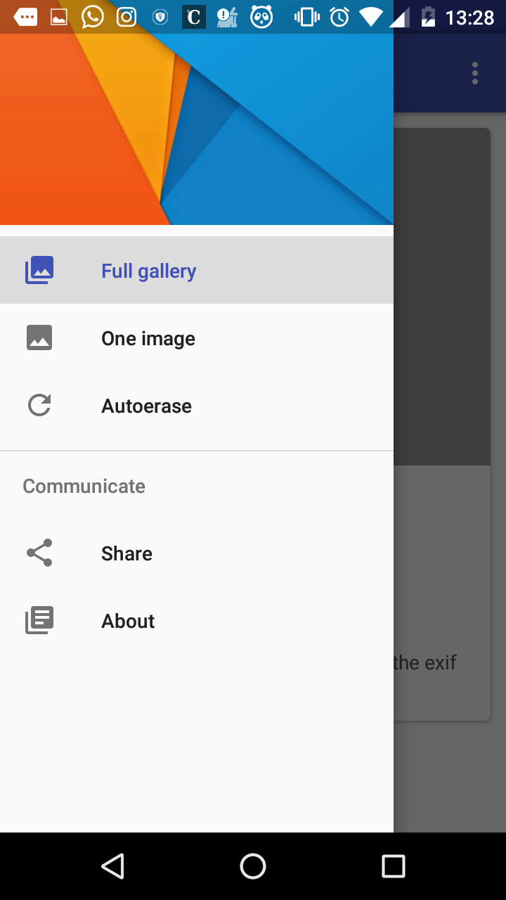 Android application Exiferase - free exif eraser screenshort