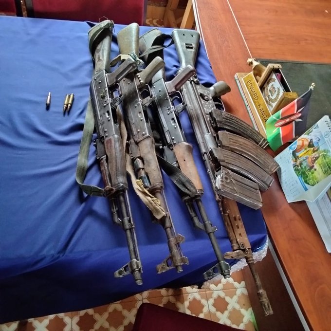 Some of the weapons that were surrendered to police in Isiolo on May 2, 2024- NPS