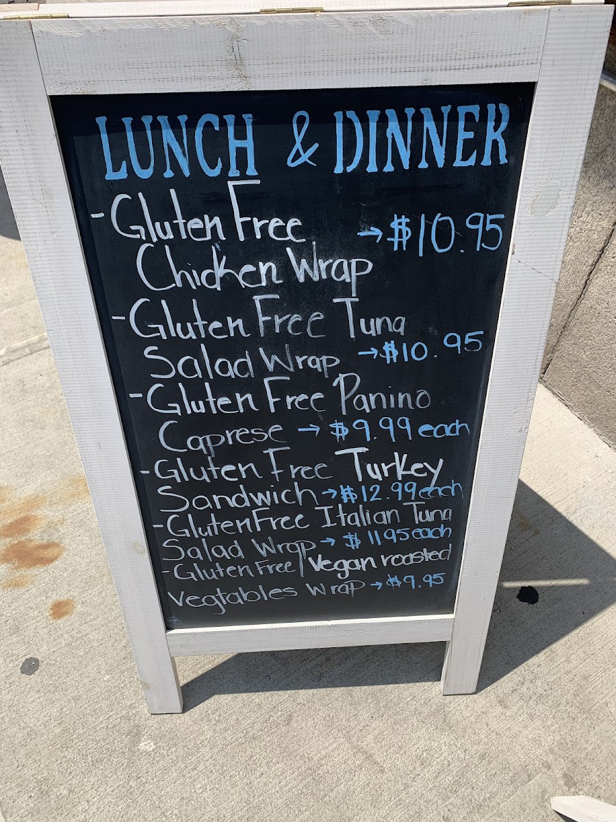 Agata & Valentina gluten-free menu