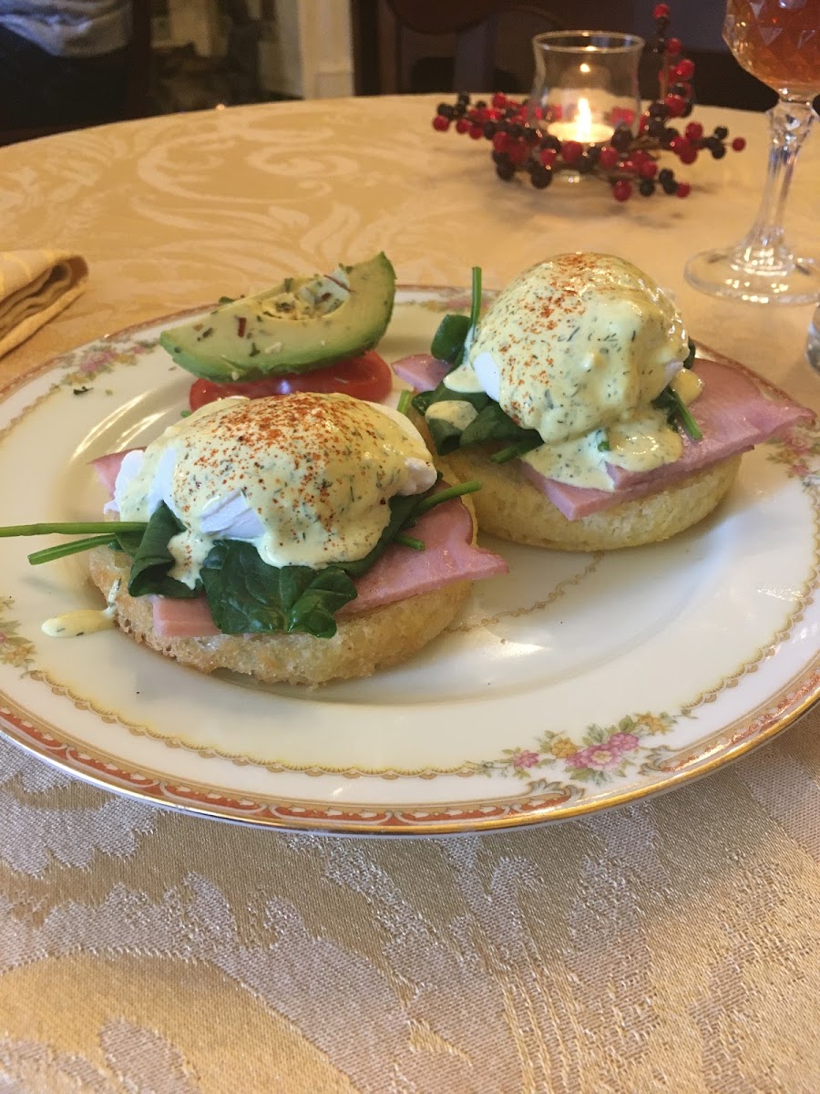 Gluten-Free Eggs Benedict at Rachael's Dowry Bed & Breakfast