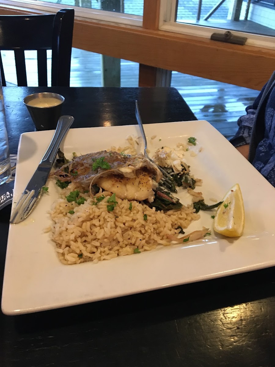 GF Potato crusted Haddock Dinner. Absolutely delicious!