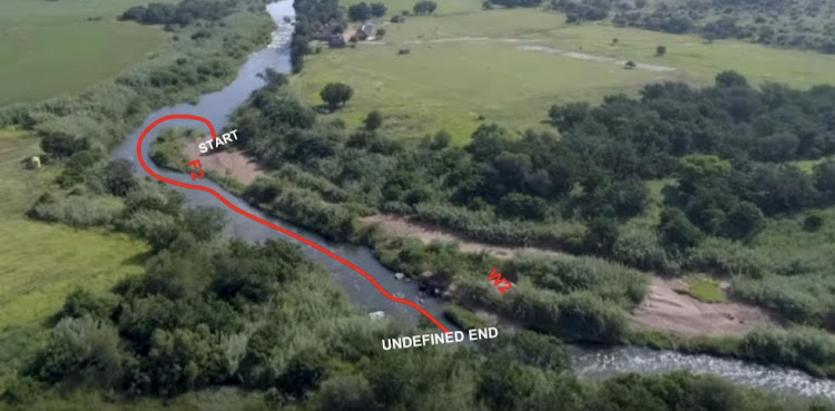 An image contained in the report showing the route taken by pupils on the Crocodile River.