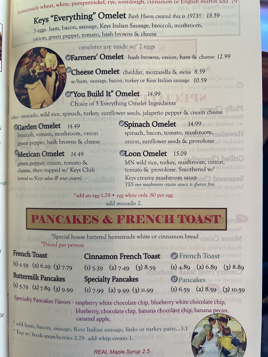 Keys Cafe & Bakery gluten-free menu