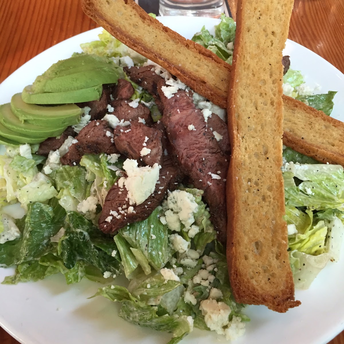 Steak Caesar salad with GF breadsticks.  Delicious!