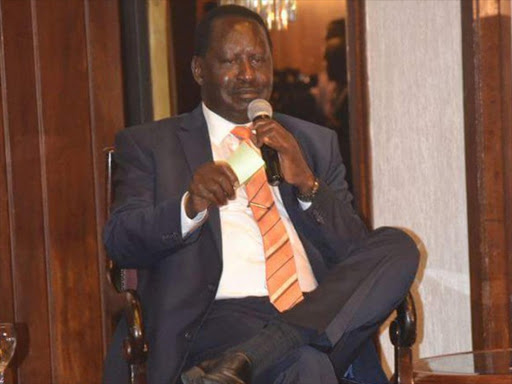 Cord leader Raila during Cord's State of the Nation Symposium at Laico Regency in Nairobi, April 9, 2016. Photo/COURTESY