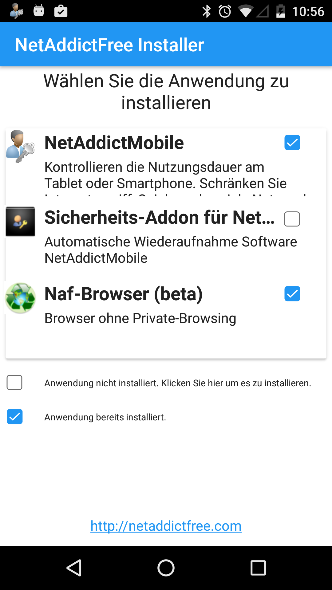 Android application Parental Control NetAddictfree screenshort