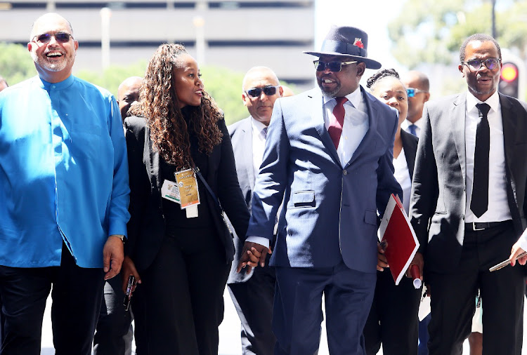 Finance minister, Enoch Godongwana arrives at Cape Town city hall to deliver his 2024 budget speech. Picture: RUVAN BOSHOFF