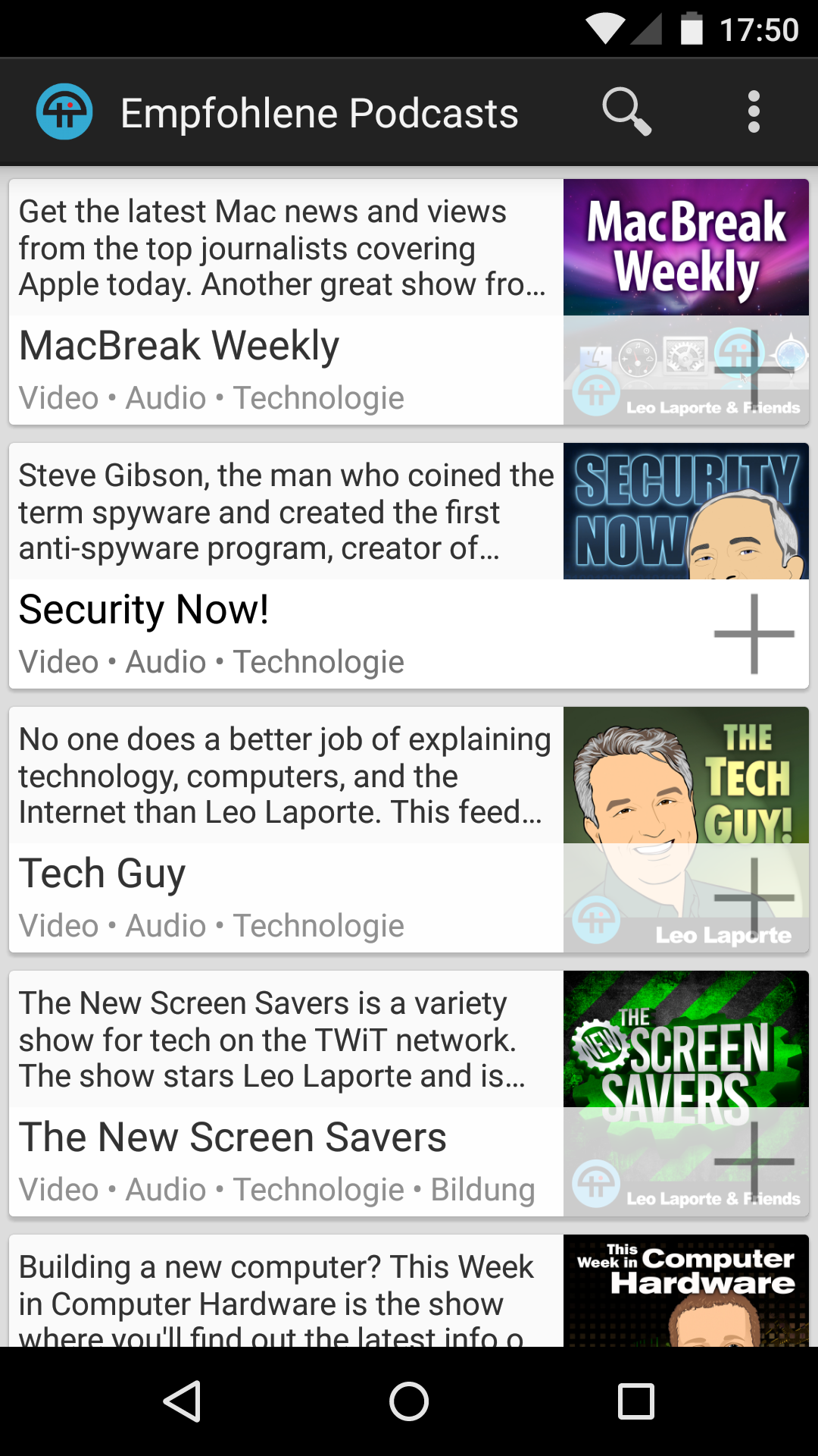 Android application TWiT Netcasts screenshort