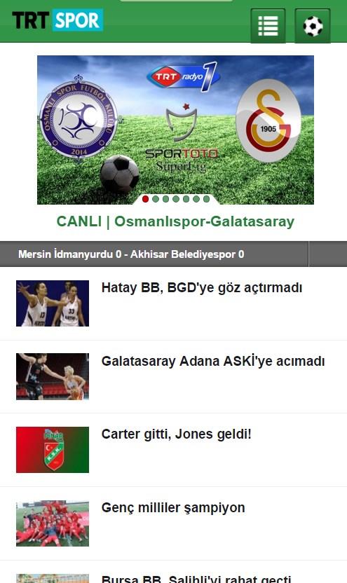 Android application TRT Spor için Haberler screenshort