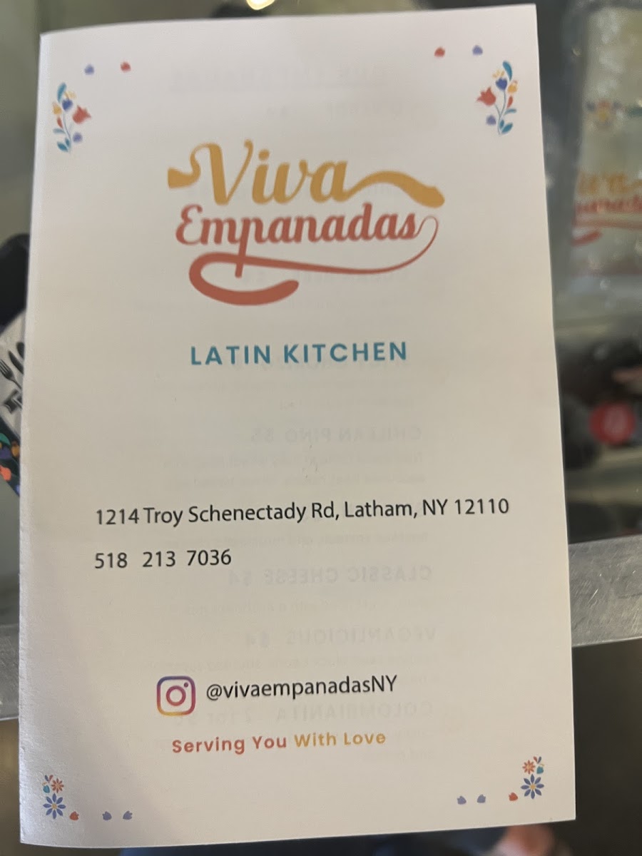 Viva Empanadas gluten-free menu