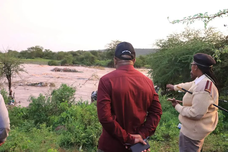 Machakos deputy governor Francis Mwangangi at the River Athi banks for rescue mission of those trapped in Kabaa Island, Mwala subcounty on May 3, 2024.