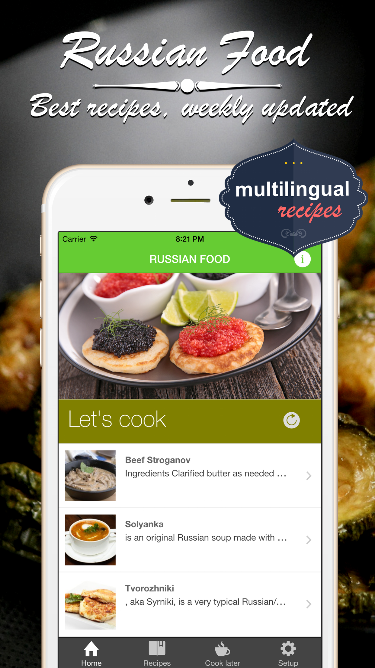 Android application Russian cuisine recipes screenshort