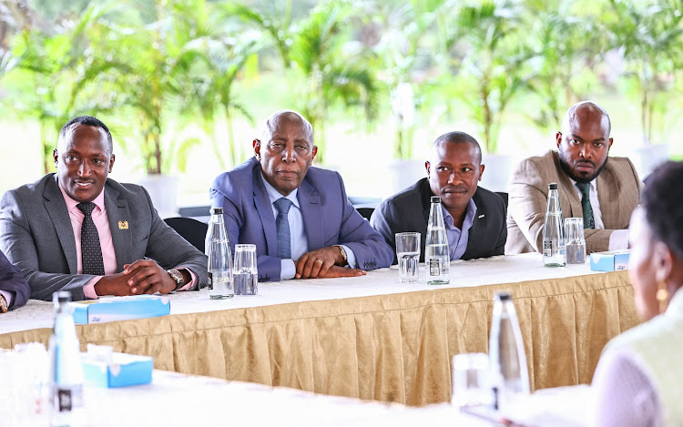 Kiambu Leaders listening during a meeting with President William Ruto on May 8, 2024.