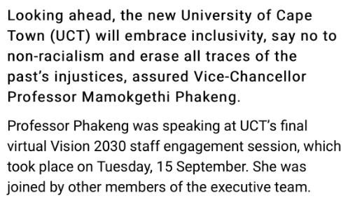 What the article on UCT's website initially said.