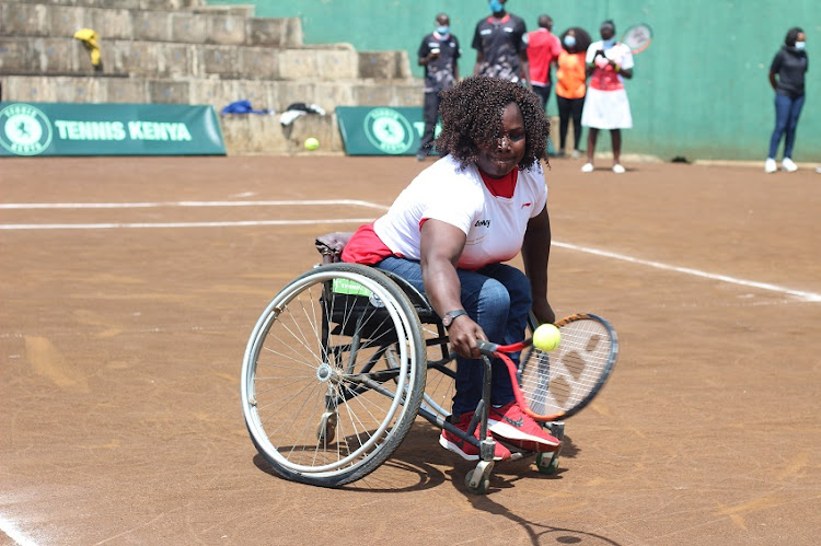 Jane Ndenga returns a serve at apast event