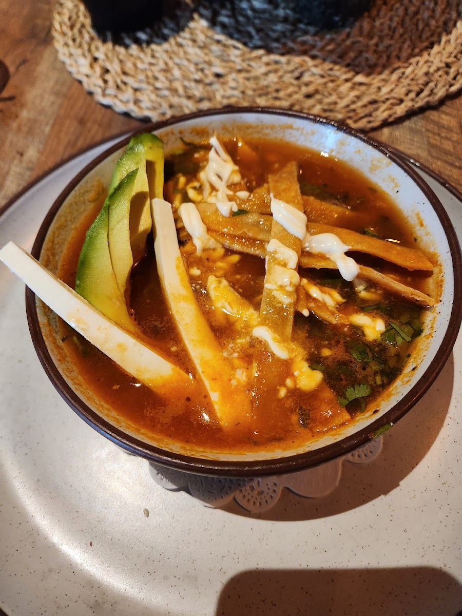 Tortilla Soup. Mild flavor, very good!