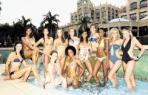 Sun International - Miss South Africa Finalists 2008 Oct 2008 22 October 2008 Here, the12 Miss South Africa 2008 Finalists, enjoying the sun and surf at Sun City. From left to right, we have Michelle Gildenhuys (Age 20, Cape Town); Mpho Sithole (Age 23, Johannesburg); Tatum Keshwar (Age 24, Durban); Anja van Zyl (Age 20, Cape Town); Cara Burger (Age 20, Johannesburg); Dorah Mtetwa (Age 23, Gauteng); Jodi Balfour (Age21, Cape Town); Nthabiseng Marie (Age 22, Durban); Bridgette Maasch (Age 23, Cape Town) and Sian Ryan (Age 22, Johannesburg), and in the front, from left to right is Sarah-Kate Seaward (Age 25, Hartbeespoort); Buyi Shongwe (Age 24, Nelspruit).