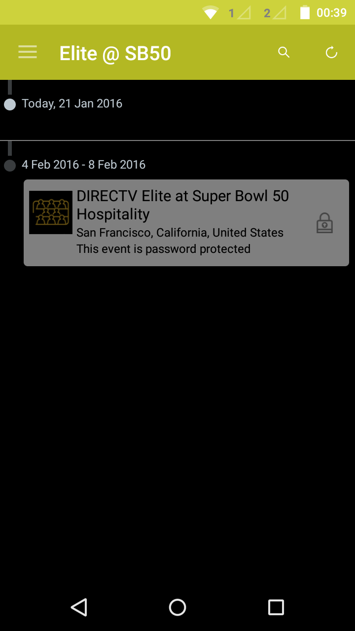 Android application DIRECTV Elite at SB50 screenshort