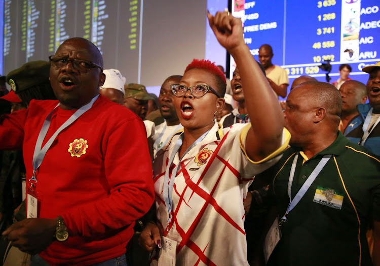 Disgruntled opposition parties staged a demonstration on May 9 2019 at the Results Operation Centre in Tshwane, where the counting of votes was under way.