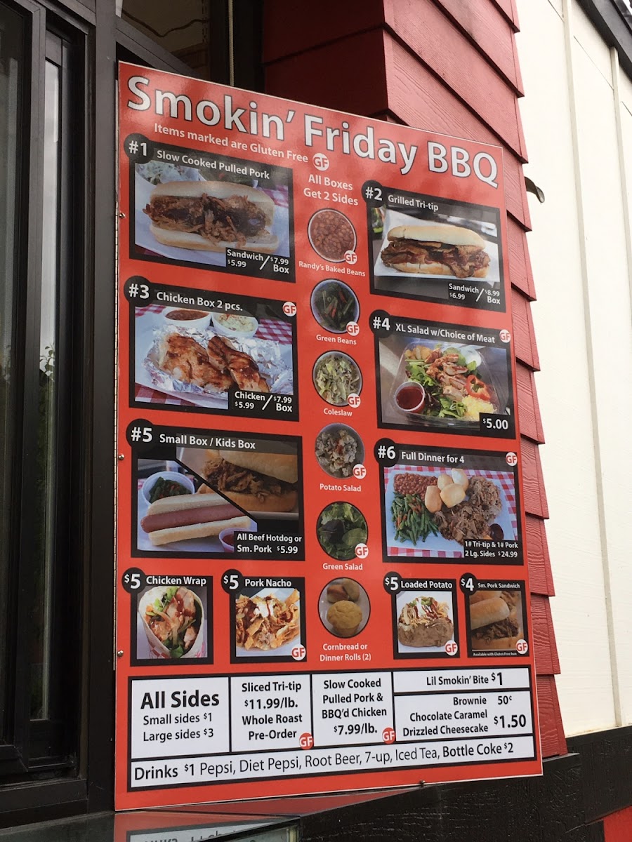 Smokin' Friday BBQ gluten-free menu