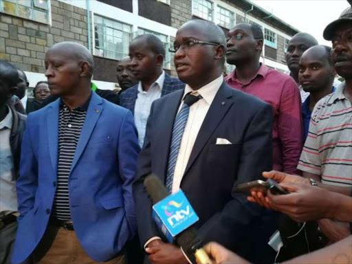 Nyeri County Speaker John Kagushi addresses Journalist outside Outspan hospital. photo/COURTESY