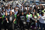 Rise Mzansi KwaZulu-Natal premier candidate Nonkululeko Hlongwane leads a march in Durban on Thursday.