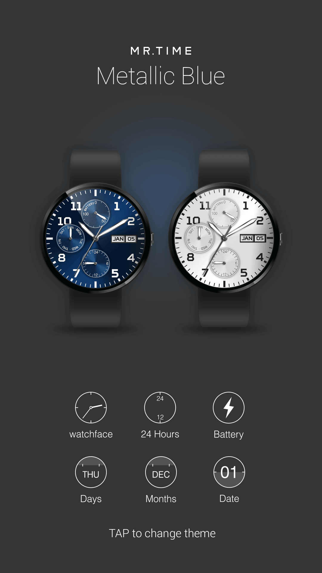 Android application Mr.Time : Metallic Blue screenshort