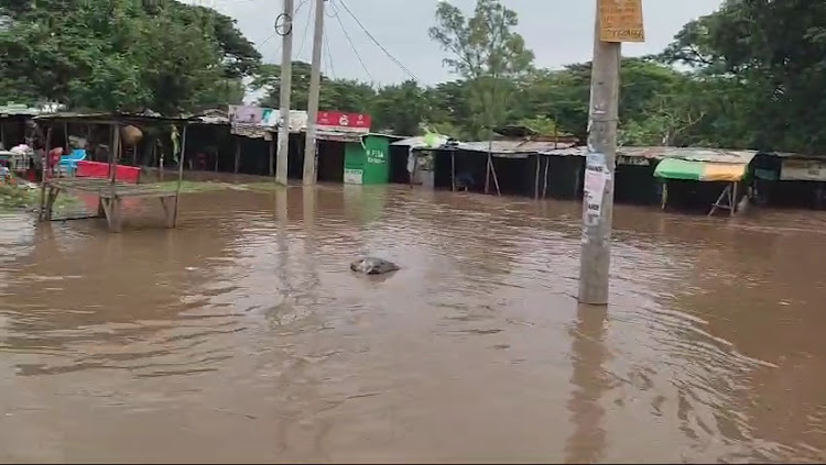 Flooded homes and shops after River Nyando broke its banks on May 4, 2024.