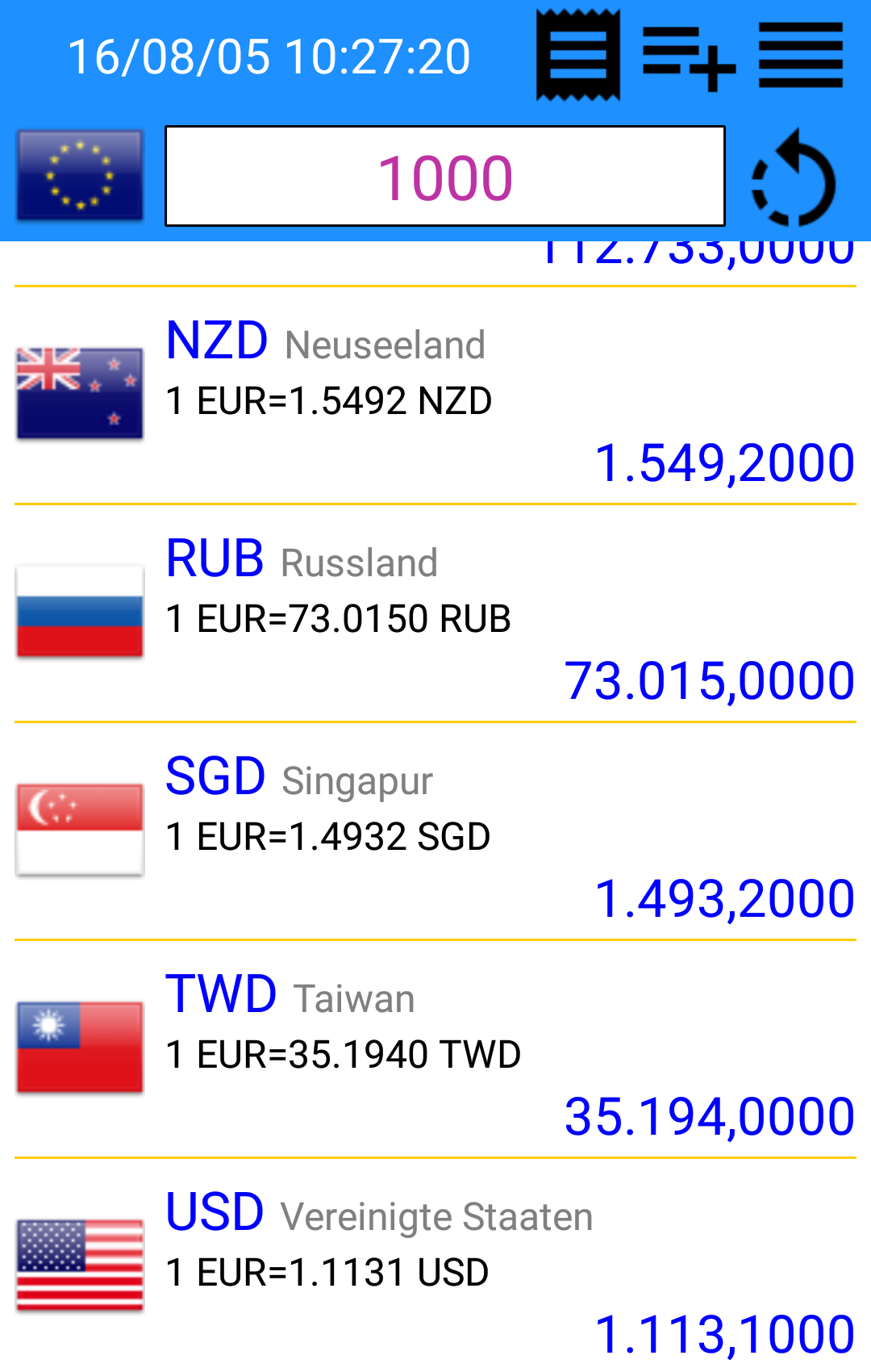 Android application Currency Converter, Live Quote screenshort