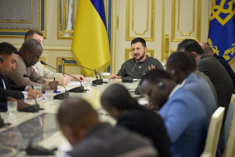 President Volodymyr Zelensky during a meeting with journalists from African countries in November 2023.